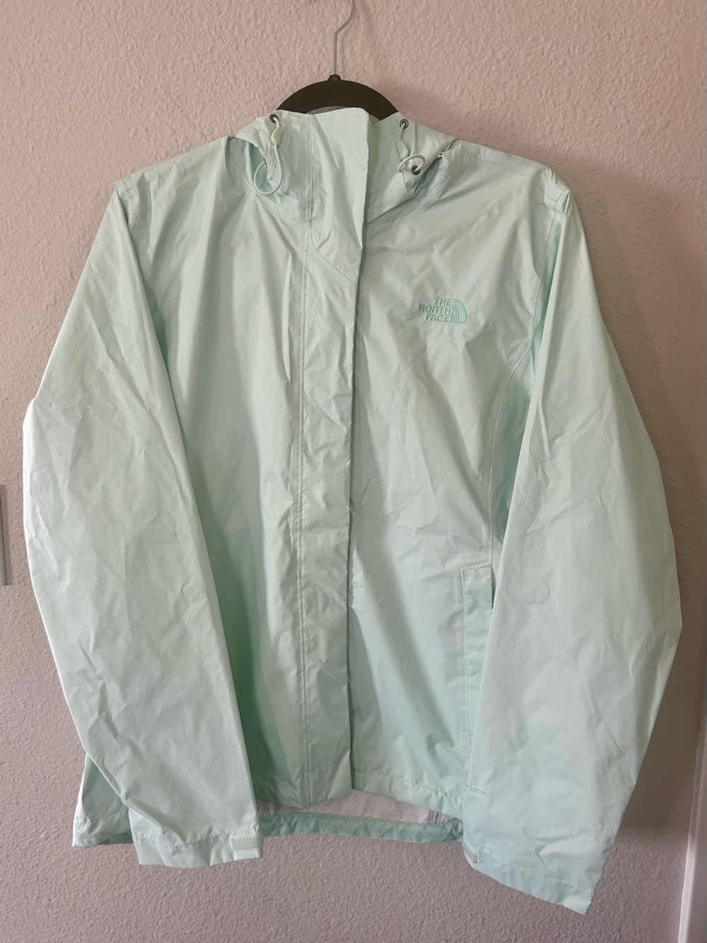 North Face Women’s Large Rain Jacket Windbreaker Opal Frost L Full Zip Hooded